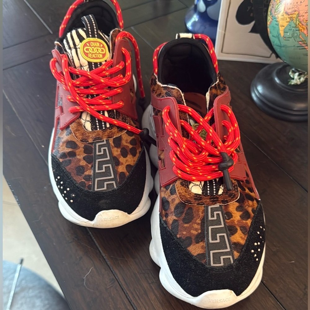 Versace Red and Leopard Print Women's Shoes